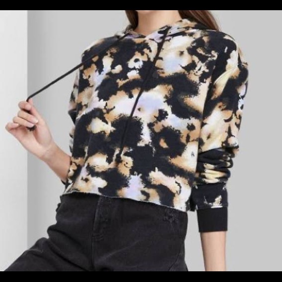 Wild fable cropped hoodie black multi dye color new with tags size large - Picture 7 of 14